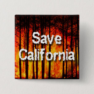 Sparen Californië van Wildvuur Vierkante Button 5,1 Cm