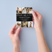 sparen datum 6 foto ' s collage bruiloft zwart flyer (Hand)