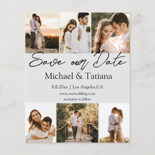 sparen datum 6 foto ' s collage trouwkaart (Voorkant)