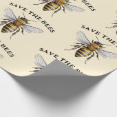 Sparen de Bees Beige Cadeaupapier (Hoek)