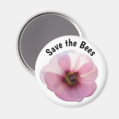 Sparen de Bees Pink Hollyhock Magnet Magneet (Voorkant / Achterkant)