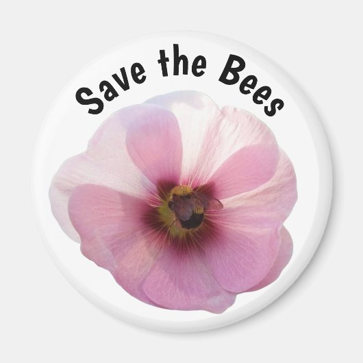 Sparen de Bees Pink Hollyhock Magnet Magneet (Voorkant)