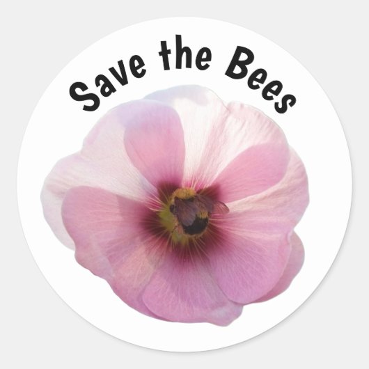 Sparen de Bees Pink Hollyhock Sticker (Voorkant)