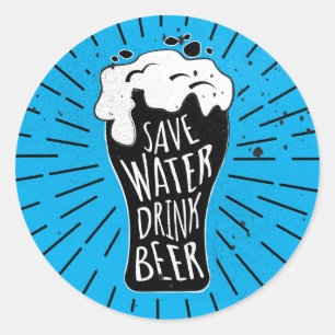 Sparen de Bier van de Drink van het Water Ronde Sticker