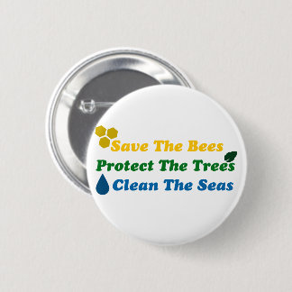 Sparen de bijen beschermen de bomen zuiveren de Ze Ronde Button 5,7 Cm