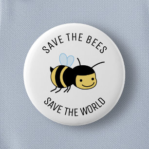 Sparen de bijen, Happy Little Bee Ronde Button 5,7 Cm