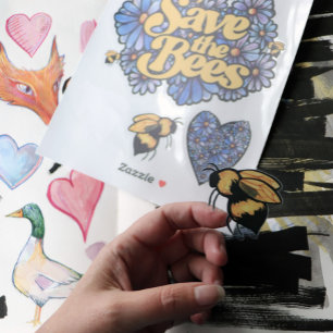 Sparen de bijen paarse Daisy Flower Art Bee Love Sticker