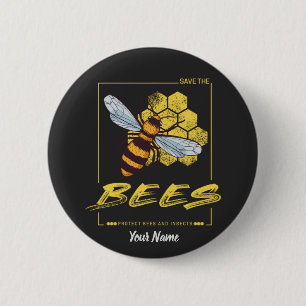 Sparen de bijen voor de bijenteelt en de apotheker ronde button 5,7 cm
