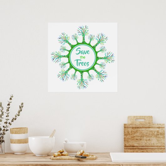 Sparen de Bomen Modern Groen Poster (Keuken)