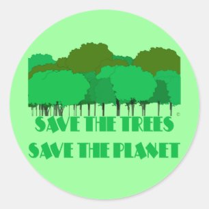 Sparen de bomen sparen de planeet ronde sticker