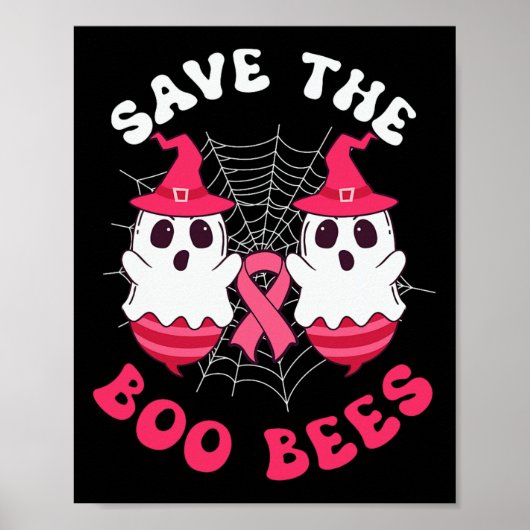 Sparen de Boo bijen Funny Halloween Breast Cancer Poster (Voorkant)