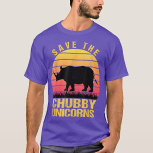 Sparen de Chubby Unicorns Retro Funny Rhino T-shirt
