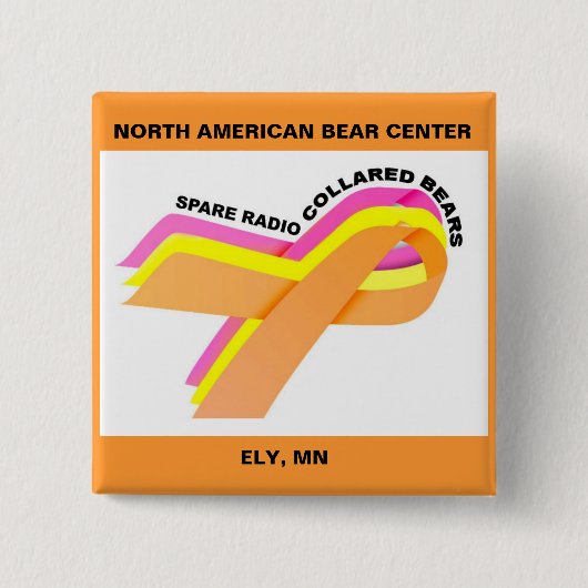 Sparen de Collared Beren! Knoop Vierkante Button 5,1 Cm (Voorkant)