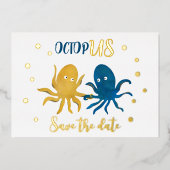 Sparen de date marvy and gold strand grappige octo folie uitnodiging (Voorkant)