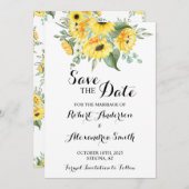 Sparen de Date Wedding Sunflower Greenery Kaart (Voorkant / Achterkant)