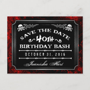 Sparen de Datum 40th Birthday Bash Halloween Aankondigingskaart