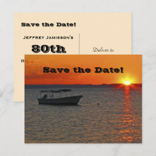 Sparen de Datum 80th Birthday Partij, Vist Boat Aankondigingskaart