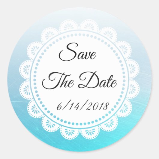 Sparen de Datum Aqua Blue Wedding Sticker (Voorkant)