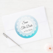Sparen de Datum Aqua Blue Wedding Sticker (Envelop)