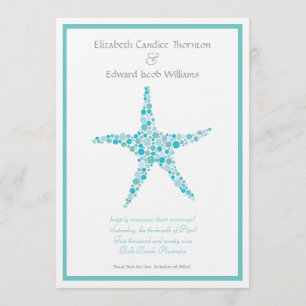 Sparen de Datum Aqua Turquoise Starfish Aankondigi Kaart