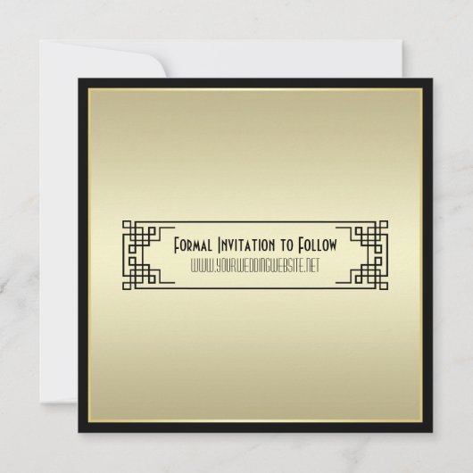 Sparen de Datum Art Deco Champagne Gold Gatsby Gla Kaart (Achterkant)