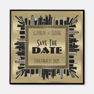 Sparen de Datum Art Deco Gatsby Glamor Gold Black Magneet