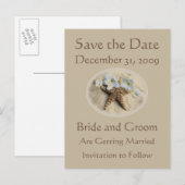 Sparen de Datum Beach Weddenschap Aankondigingskaart (Voorkant / Achterkant)