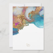 Sparen de Datum Blauwe Magenta Paarse Gold Ink Kaart (Achterkant)