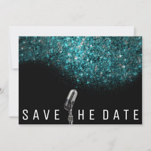 Sparen de Datum Blauwe Oceaan Silver Microphone Save The Date