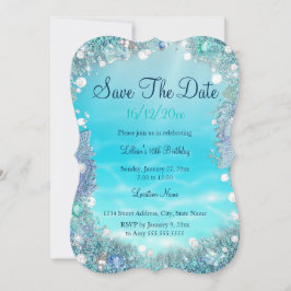 Sparen de Datum Blauwgroen Blauwe Zeeoorten Save The Date