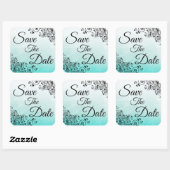 Sparen de Datum Blauwgroen Getextureerde Zelfkleve Vierkante Sticker (Vel)