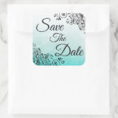 Sparen de Datum Blauwgroen Getextureerde Zelfkleve Vierkante Sticker (Tas)