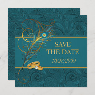 Sparen de Datum Blauwgroen Weddenschap Peacock Save The Date