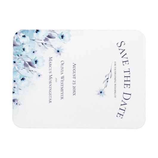 Sparen de Datum Bleke Blauwe Anemone Garden Magneet (Horizontaal)