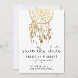Sparen de Datum Bohemian Dreamweaver Faux Gold Foi Save The Date