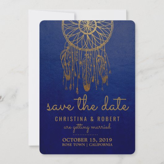 Sparen de Datum Boho Dreamweaver Faux Gold Foil Save The Date (Voorkant)