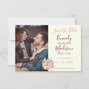 Sparen de Datum Boho Floral Roze Briefkaart