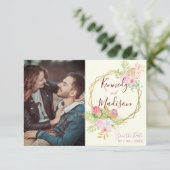 Sparen de Datum Boho Floral Roze Briefkaart (Staand voorkant)