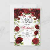 Sparen de Datum Botanische Donkerrode Floral Save The Date (Voorkant)