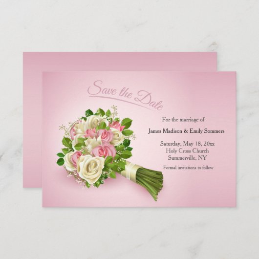 Sparen de Datum Bouquet Save The Date (Voorkant / Achterkant)