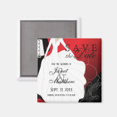 Sparen de Datum - Bride en Groom - Rood Magneet (Voorkant / Achterkant)