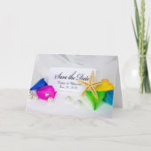 Sparen de Datum-bruiloft zeester en parels Aankondiging (Voorkant)