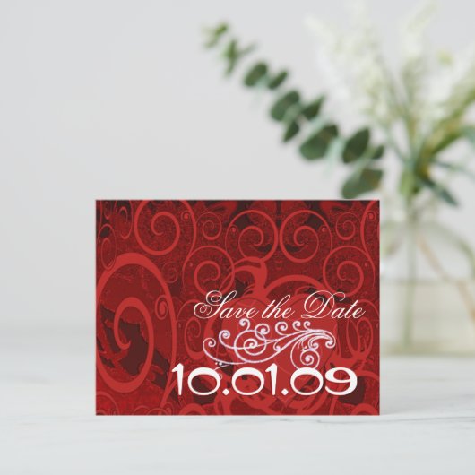 Sparen de Datum Burgundy Hearts - Aankondigingskaart (Staand voorkant)