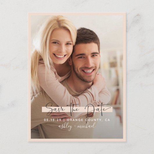 Sparen de Datum Calligrafie de Blinde Weddenschap Aankondigingskaart (Voorkant)