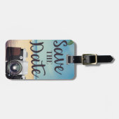 Sparen de datum  Camera en Beach Bagagelabel (Voorkant horizontaal)