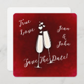 Sparen de Datum Champagne Rood Kaart (Voorkant / Achterkant)