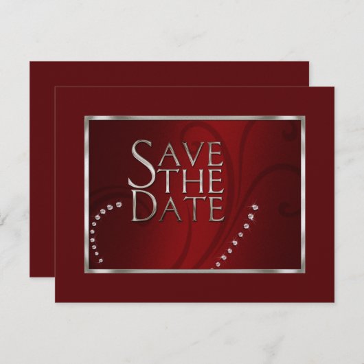 Sparen de Datum Crystals Shimmer Rode Monotone Save The Date (Voorkant / Achterkant)