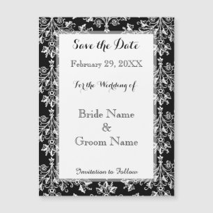 Sparen de Datum Damask Zwart op Witte Magnetische