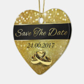 Sparen de Datum de Gouden Rings van de Weddenschap Keramisch Ornament (Links)