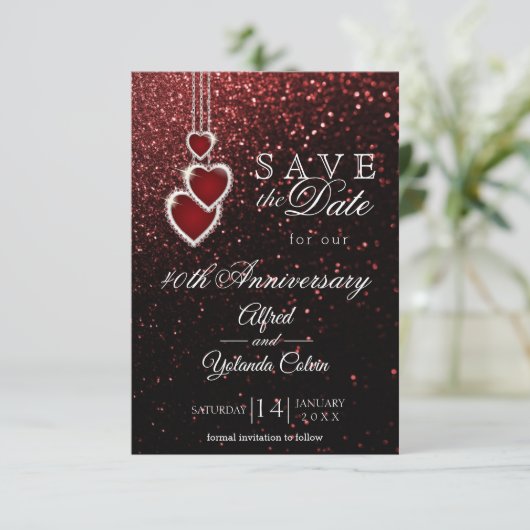 Sparen de Datum - de Uitnodiging van de Rode Glitt (Staand voorkant)